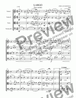 page one of Largo, for String Quartet