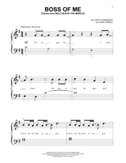 page one of Boss Of Me (Theme From Malcolm In The Middle) (Beginning Piano Solo)