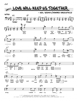 page one of Love Will Keep Us Together (Real Book – Melody, Lyrics & Chords)