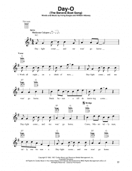 page one of Day-O (The Banana Boat Song) (Baritone Ukulele)