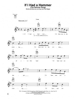 page one of If I Had A Hammer (The Hammer Song) (Baritone Ukulele)