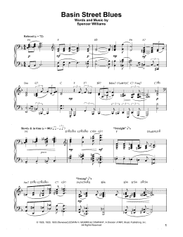 page one of Basin Street Blues (Piano Transcription)