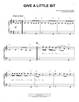page one of Give A Little Bit (Very Easy Piano)