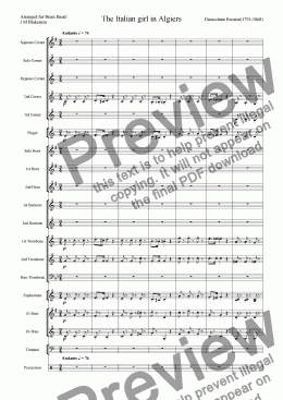 page one of Overture: The Italian girl in Algiers (Brass Band)