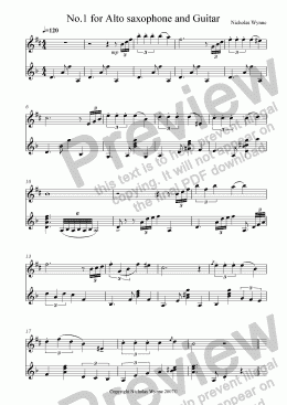 page one of No, 1 for Alto Saxophone and Guitar