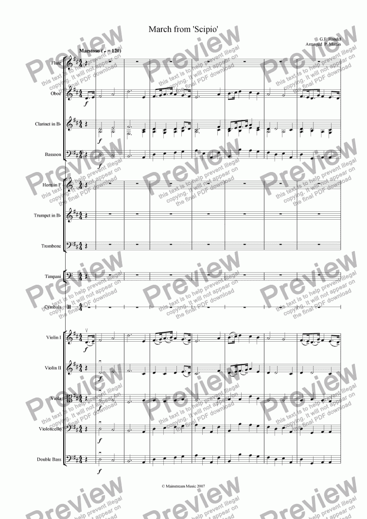 page one of March from ’Scipio’ - Orchestra