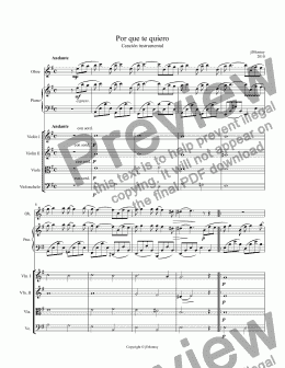 page one of Because I love you", for Piano, Oboe and Sring