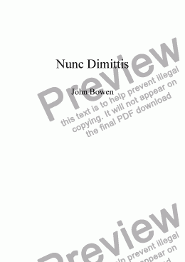 page one of Nunc Dimittis in G