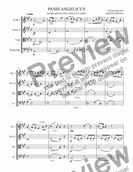 page one of Panis Angelicus, arreglo para cuerdas
