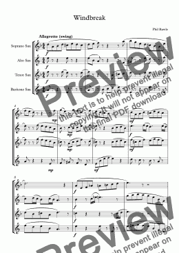 page one of Windbreak - Saxophone Quartet