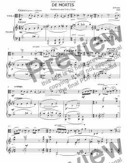 page one of De mortis. for  Viola and Piano