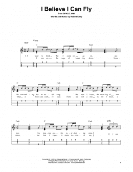 page one of I Believe I Can Fly (Easy Ukulele Tab)