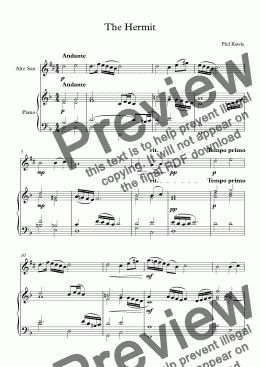 page one of The Hermit - Alto Saxophone Solo