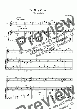 page one of Feeling Good - Clarinet Solo