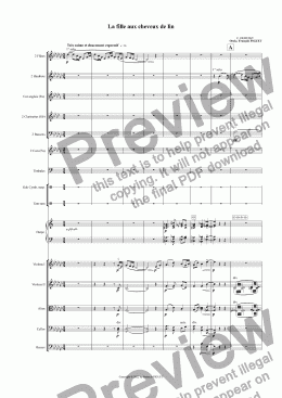 page one of DEBUSSY: La fille aux cheveux de lin arranged for orchestra