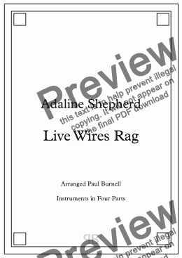 page one of Live Wires Rag, arranged for instruments in four parts - Score and Parts