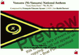 page one of Vanuatu (Ni-Vanuatu) National Anthem for String Orchestra