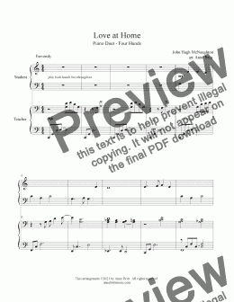 page one of Love at Home (student/teacher piano duet)