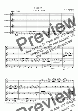 page one of Fugue for 4 clarinets #1