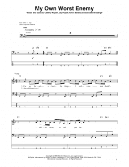 page one of My Own Worst Enemy (Bass Guitar Tab)