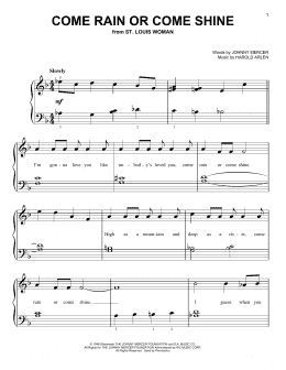 page one of Come Rain Or Come Shine (Very Easy Piano)