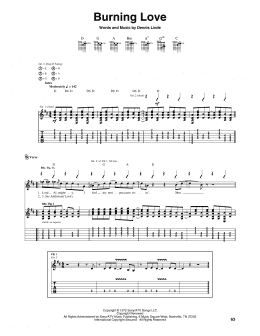 page one of Burning Love (Guitar Tab)
