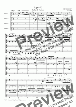 page one of Fugue for 4 clarinets #2