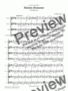 page one of Elgar Salut d'amour Op.12 for String Quartet