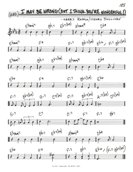 page one of I May Be Wrong (But I Think You're Wonderful!) (Real Book – Melody & Chords)