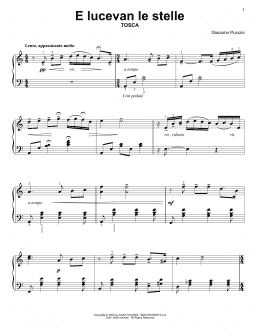 page one of E Lucevan Le Stelle (Easy Piano Solo)