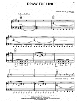 page one of Draw The Line (Piano, Vocal & Guitar Chords (Right-Hand Melody))