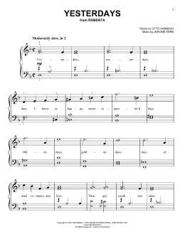 page one of Yesterdays (Very Easy Piano)