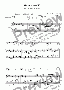 page one of The Greatest Gift (Die hoeheren Gnadengaben) for Violoncello and Piano