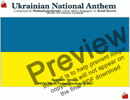 page one of Ukrainian National Anthem (Shche ne vmerla Ukraina) for Recorder Consort MFAO World National Anthem Series