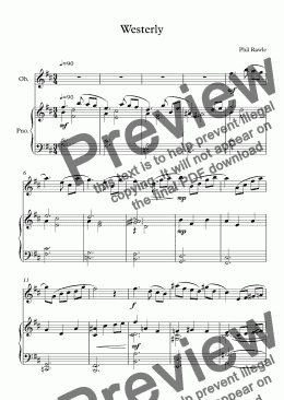 page one of Westerly - Oboe and Piano