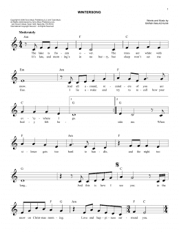 page one of Wintersong (Easy Lead Sheet / Fake Book)