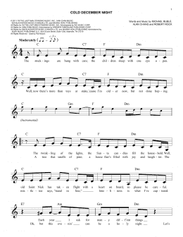 page one of Cold December Night (Easy Lead Sheet / Fake Book)