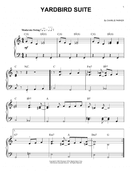 page one of Yardbird Suite (Very Easy Piano)