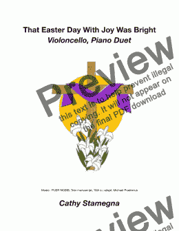 page one of That Easter Day With Joy Was Bright (Violoncello and Piano Duet)