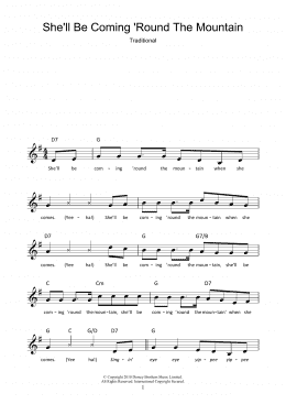 page one of She'll Be Coming 'Round The Mountain (Lead Sheet / Fake Book)