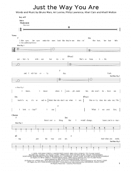 page one of Just The Way You Are (Easy Bass Tab)