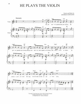 page one of He Plays The Violin (from 1776) (Piano, Vocal & Guitar Chords (Right-Hand Melody))