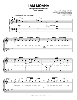 page one of I Am Moana (Song Of The Ancestors) (from Moana) (Big Note Piano)