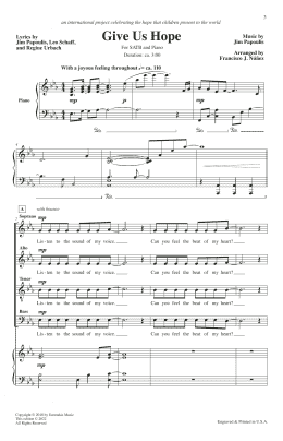 page one of Give Us Hope (SATB Choir)