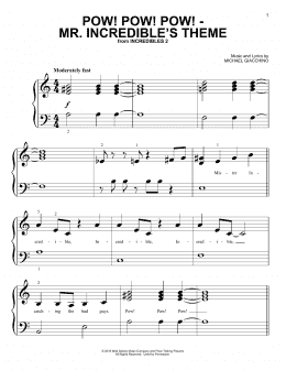 page one of Pow! Pow! Pow! - Mr. Incredibles Theme (from Incredibles 2) (Big Note Piano)