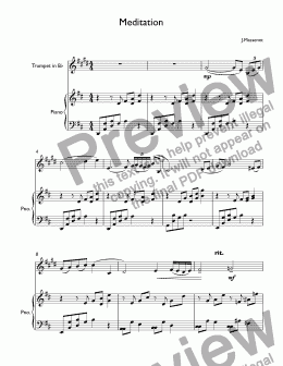 page one of Massenet  - Thaïs, Act 2: Méditation for trumpet Bb & piano
