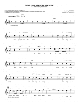 page one of Theme From "New York, New York" (Easy Lead Sheet / Fake Book)