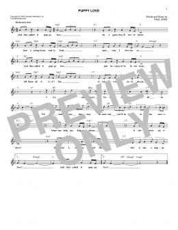 page one of Puppy Love (Lead Sheet / Fake Book)