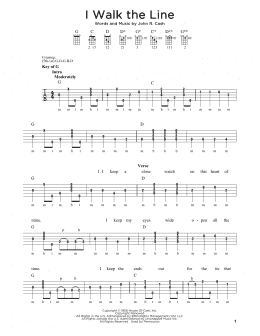 page one of I Walk The Line (Banjo Tab)