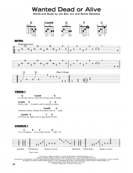 page one of Wanted Dead Or Alive (Really Easy Guitar)